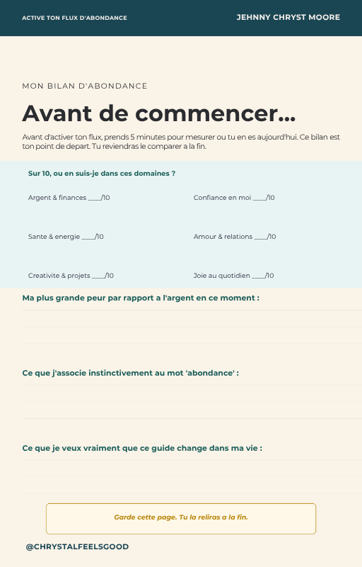Active ton Flux d'Abondance — Le protocole en 10 étapes pour sortir du manque et recevoir ce qui t'appartient déjà
